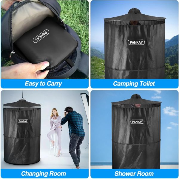 PANKAY Pop Up Privacy Tent, Portable Outdoor Camping Bathroom Toilet Tent, - Image 7
