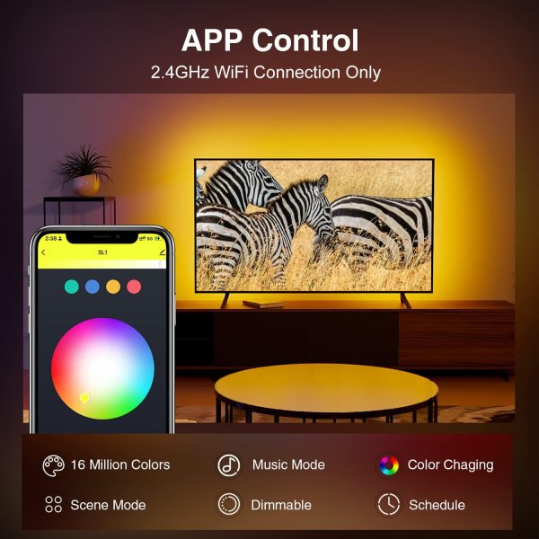 GHome Smart SL1 TV LED Backlight, Smart WiFi Strip Light Compatible with - Image 2