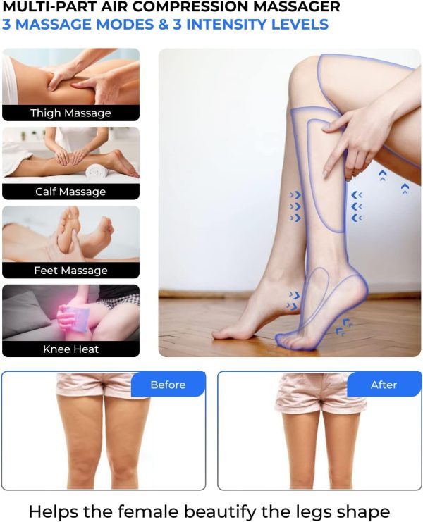 Leg Massager, Air Compression for Circulation Calf Feet Thigh Massage, - Image 3