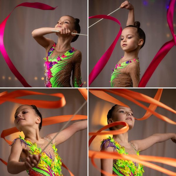 YGEOMER 12pcs Dance Ribbons, Rainbow Gymnastics Ribbon Wands for Kids Dance - Image 4