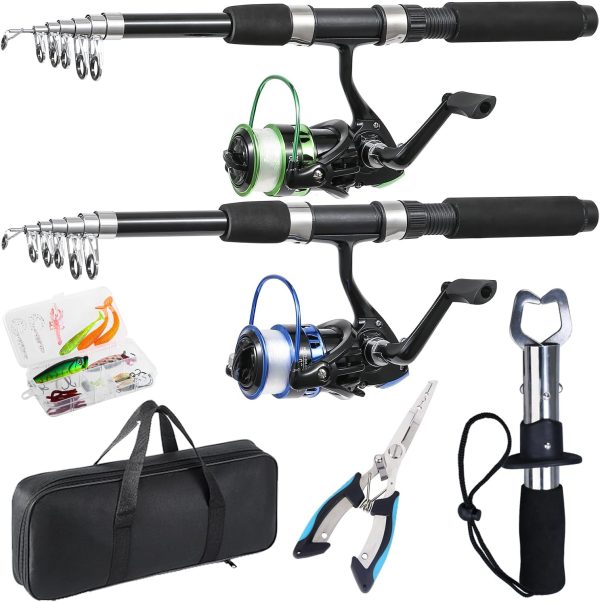 Fishing Rod, 2PCS Telescopic Fishing Rod and Reel Combo with Fishing Pliers - Image 2