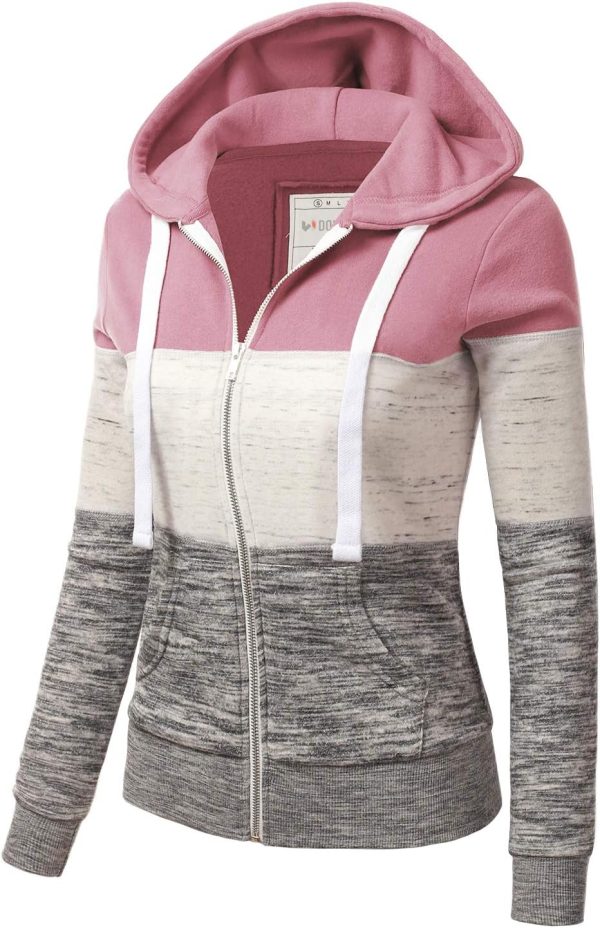 DOUBLJU Lightweight Thin Zip-Up Hoodie Jacket for Women with Plus Size - Image 2