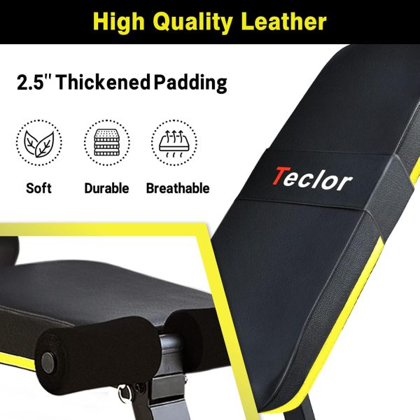 Teclor Adjustable Weight Bench, Foldable Workout Benches for Home Gym, 10 - Image 2