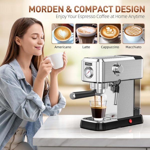 Pokk Espresso Machine, 20 Bar Professional Espresso Maker, Milk Frother - Image 7