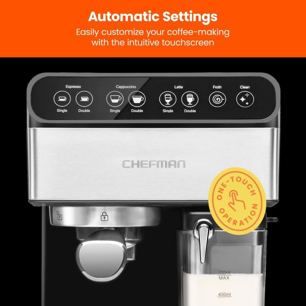 Chefman 6-in-1 Espresso Machine with Built-In Milk Frother, 15-BAR Pump, - Image 5