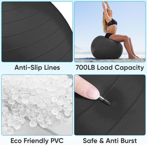 APEXUP Yoga Ball Exercise Ball, Pilates Ball, Anti Slip Stability Ball, - Image 2