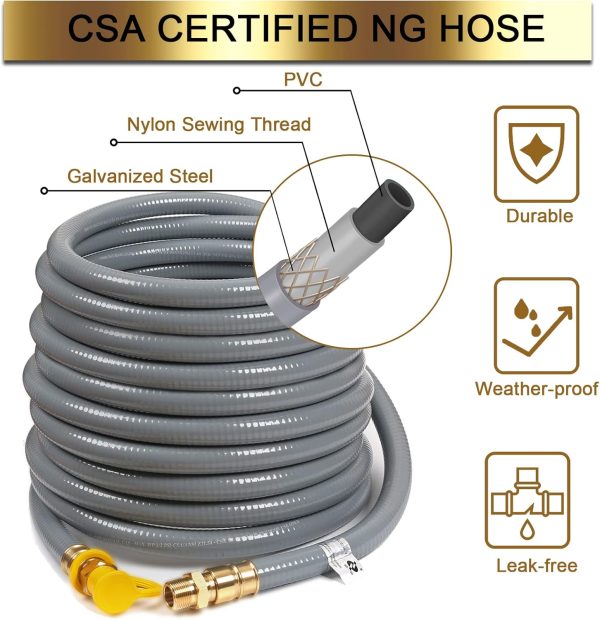 56 Feet 3/4-inch ID Natural Gas Hose with Quick Disconnect Fittings for - Image 4