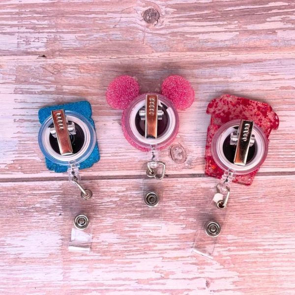 3 PC Nurse Badge Reel Cute Funny Pink Name Tag ID Clip Retractable Holder - Image 5