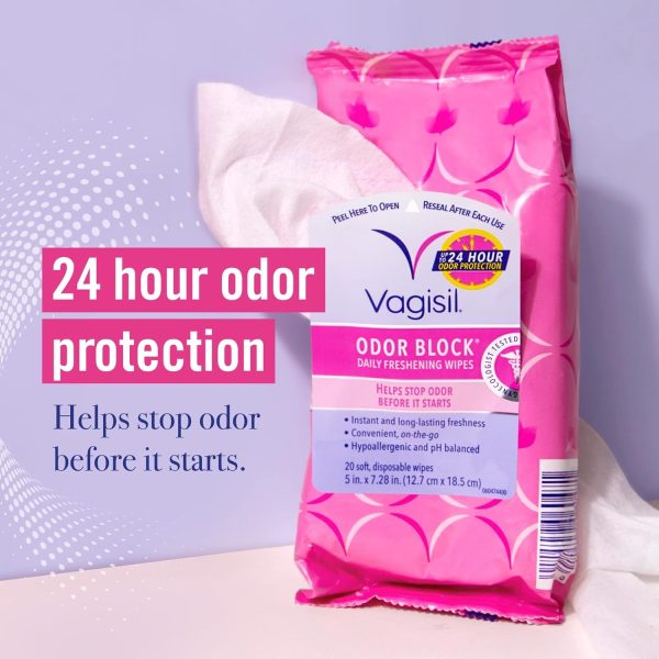 Vagisil Odor Block Daily Freshening Wipes for Feminine Hygiene in - Image 2