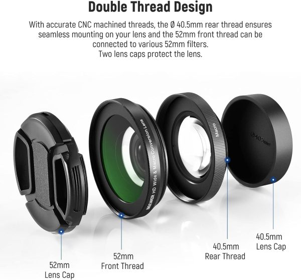 NEEWER 40.5mm HD Wide Angle Lens Compatible with Sony ZV-1F ZV-E10 A5000 - Image 8