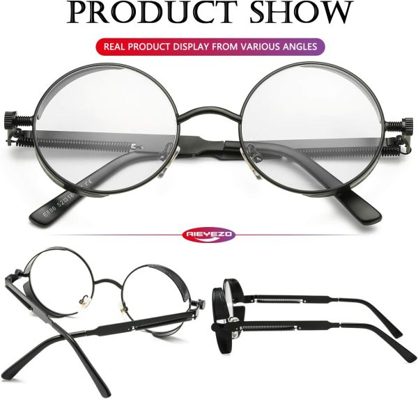 AIEYEZO Round Steampunk Sunglasses for Men Women Gothic Glasses Vintage - Image 6