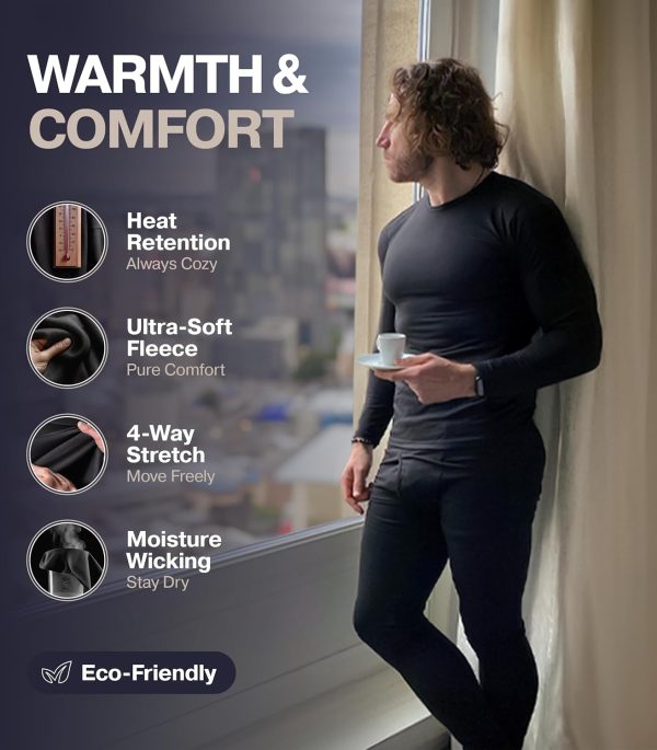 Thermajohn Long Johns Thermal Underwear for Men Fleece Lined Base Layer Set - Image 2