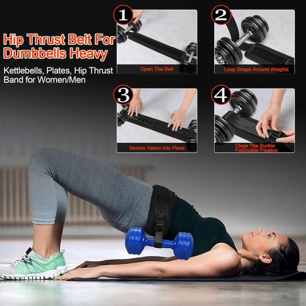 Powerlifting Belt Set Include Weightlifting Belt and Hip Thrust Belt, Dip - Image 3