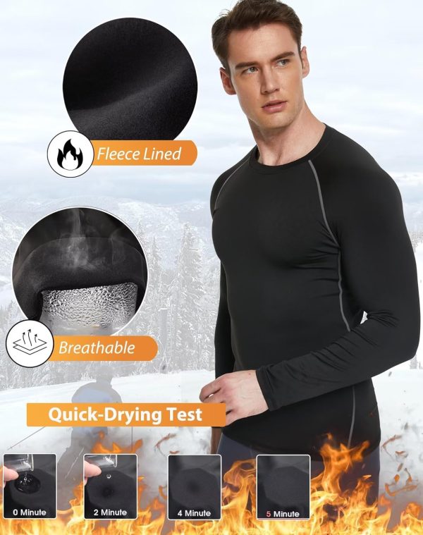 5 or 4 Pack Men's Thermal Compression Shirt Fleece Lined Long Sleeve - Image 4