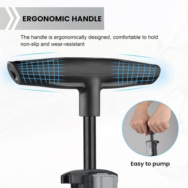 Hycline Bike Floor Pump: Bicycle Tire Pump 160 PSI High Pressure - Air Pump - Image 3