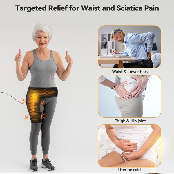 Yabuu Heated Massage Waist Hip Support Brace Heating Pad for Sciatica Pain - Image 2