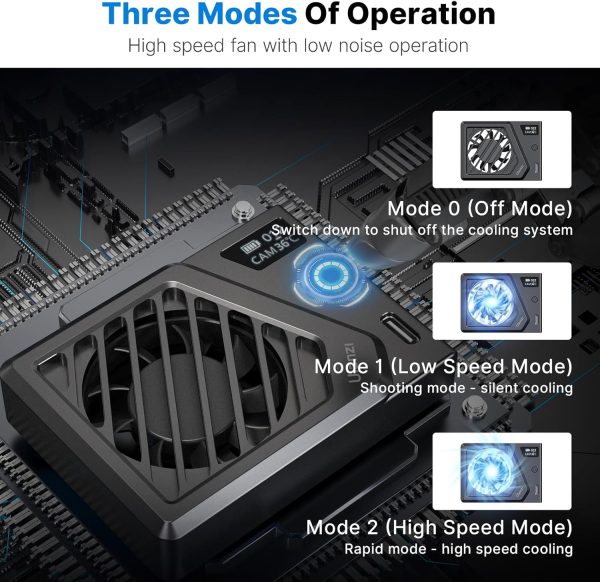 ULANZI Camera Cooling Fan Black New, Spring Telescopic Mounting Adjustable - Image 4