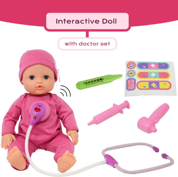 Interactive 16” Baby Doll Toy Doctor Kit with Light Up Heartbeat Sound - Image 2