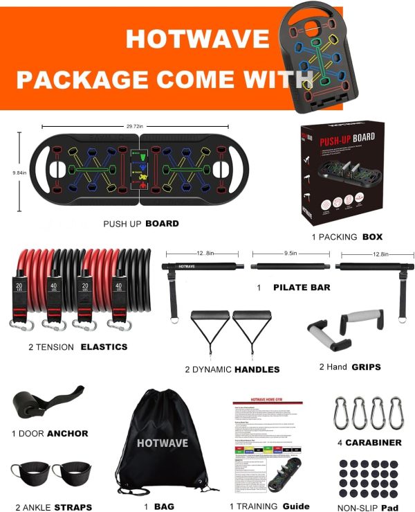 HOTWAVE Push Up Board Fitness, Portable Foldable 20 in 1 Push Up Bar at - Image 5