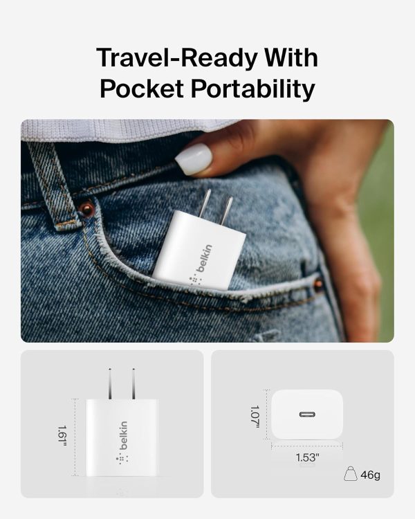 Belkin 20W Wall Charger, USB-C Charger Block, Fast Charging Block for - Image 4