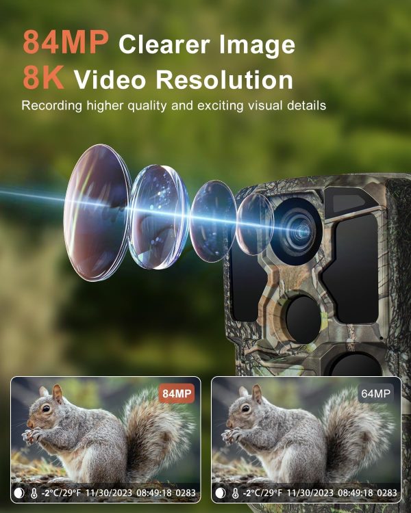 KJK Trail Camera WiFi 8K 84MP with 64GB Memory Card, Game Camera with Night - Image 4