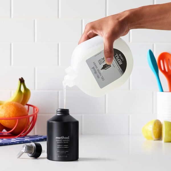 Method Gel Hand Soap, Vetiver + Amber, Reusable Black Aluminum Bottle, - Image 7