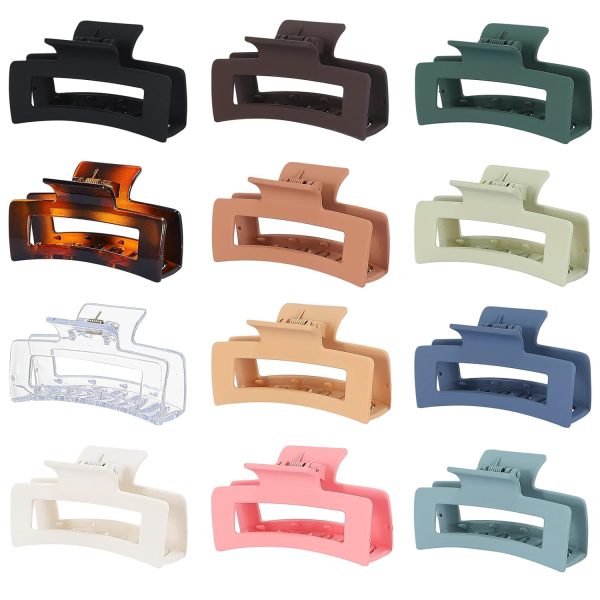 Sisiaipu 3.5 Inch Medium Hair Accessories - 12 Pcs Square Jaw Clips for - Image 7