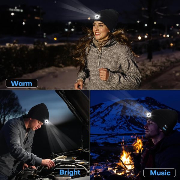 Bluetooth Beanie with Light, 2024 New Musical Knitted Hat with Headphone, - Image 6