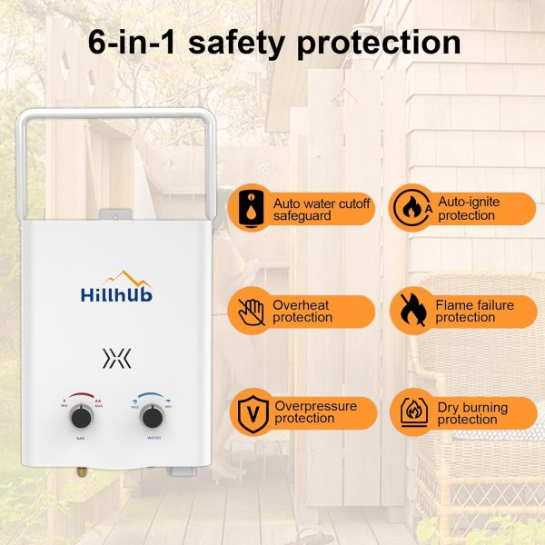 Portable Propane Tankless 34,000BTU Water Heater, 1.32GPM Outdoor Shower - Image 5