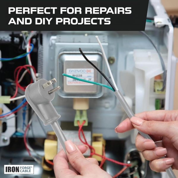 Iron Forge Cable Flat Plug Replacement Power Cable with Open End - 12/3 15 - Image 3
