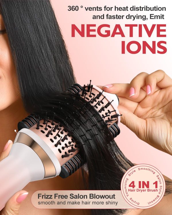 Blow Dryer Brush Hair Dryer Brush + Smooth Heat Comb, 4 in 1 Blowout - Image 4