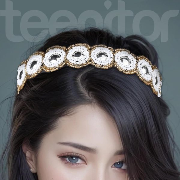 Teenitor 5pcs Hairbands for Women, 5 Rhinestone Beaded Headbands, Head - Image 3