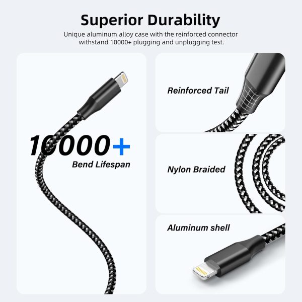 iPhone Charger Fast Charging Cord 3 Pack 10 FT Apple MFi Certified - Image 5