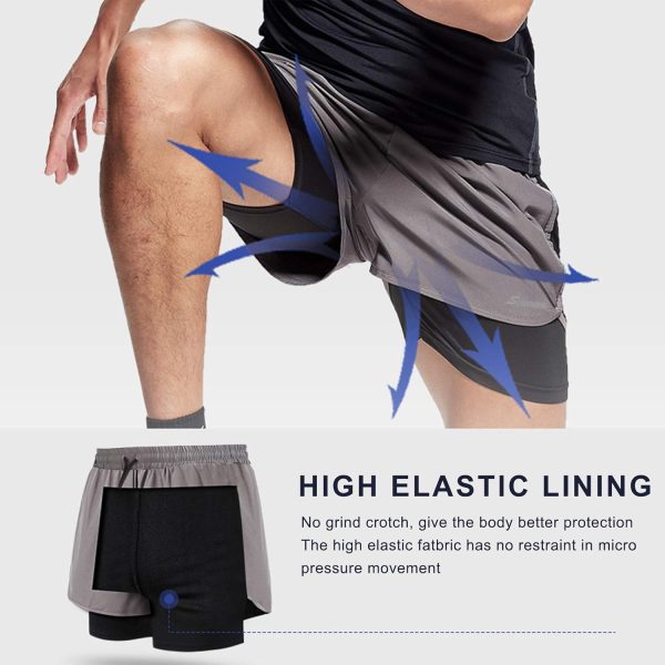 Surenow Mens 2 in 1 Running Shorts Quick Dry Athletic Shorts with Liner, - Image 5