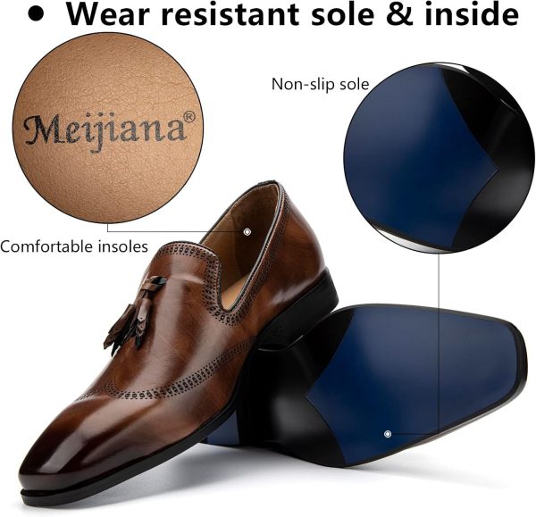 Meijiana Men's Loafers Mens Classic Loafers Dress Shoes Loafers for Men - Image 3