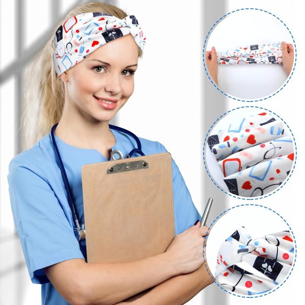 Jexine 20 Pcs Women Nurse Headbands with Button Wide Nurse Headbands for - Image 4