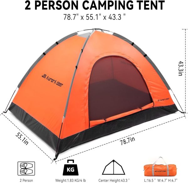 2 Person Camping Tent 4 Person Tents for Camping Windproof Tents for - Image 2
