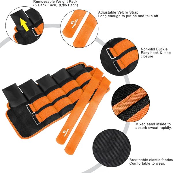 Fragraim Adjustable Ankle Weights 1-3/4/5/6/8/10/12/15/20 LBS Pair with - Image 4