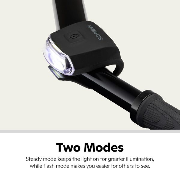 Schwinn LED Quick Wrap Bike Lights Set, Battery Powered Front Headlight and - Image 4