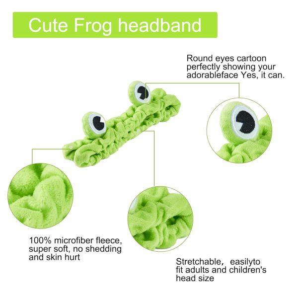 Jowmoy Green Frog Eye Elastic Headband - Versatile for Spa, Skincare, - Image 2
