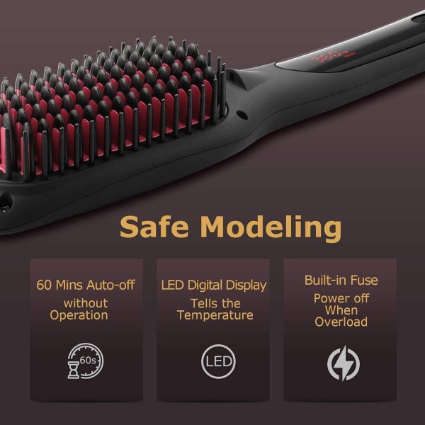 Ionic Hair Straightener Brush by COOLKESI, 30s Fast MCH Ceramic Heating - Image 6
