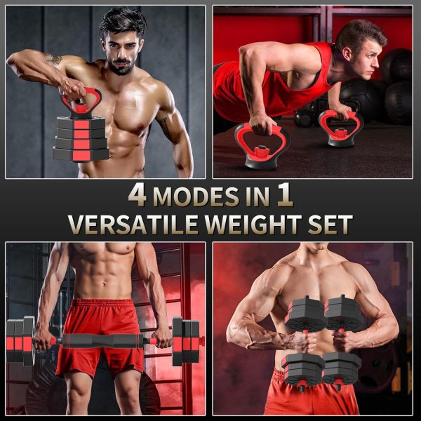 Adjustable Dumbbell Set, 4 in 1 Multifunctional Dumbbells Set with - Image 2