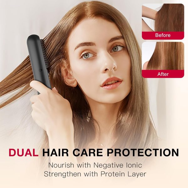 Hair Straightener Brush, Hair Straightening Brush Comb, Negative Ions - Image 2