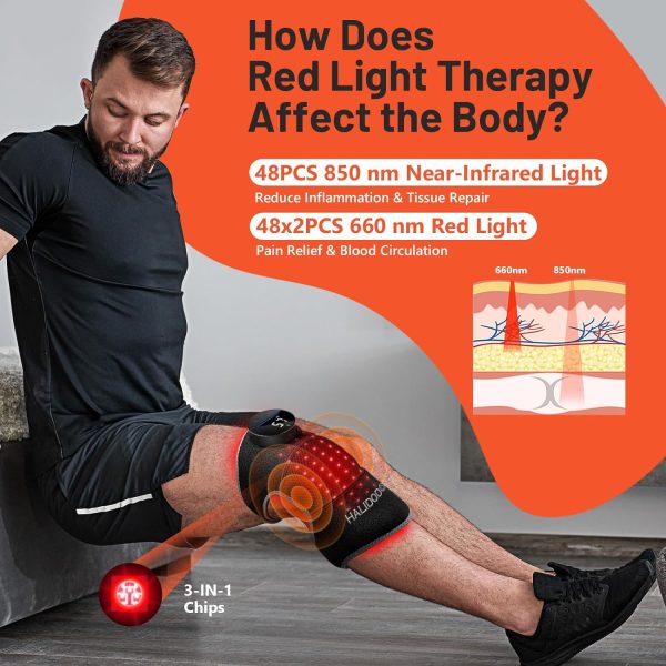 HALIDODO Red Light Therapy & Vibration Massage Knee Brace - Wireless - Image 3