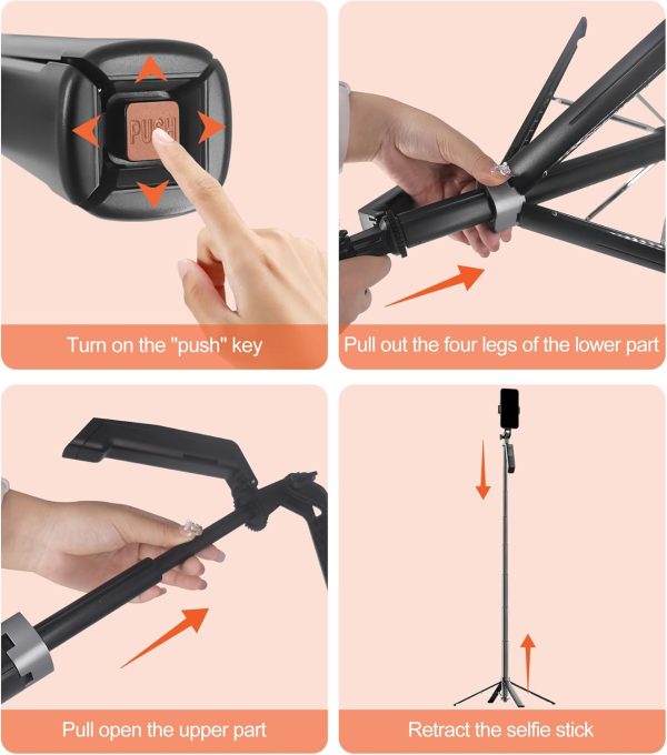 Selfie Stick Phone Tripod - 71 inch Tall Cell Phone Holder with Detachable - Image 4