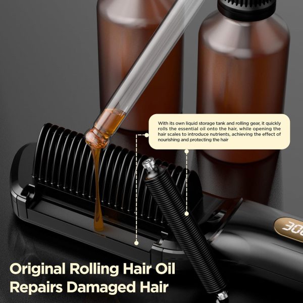 Hair Straightener Brush, Upgraded Ionic Hair Straightener Comb with - Image 3
