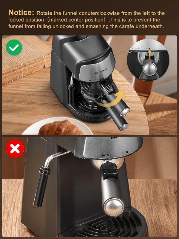 Espresso Machine, 3.5Bar Espresso and Cappuccino Machine with Fast Heating - Image 5