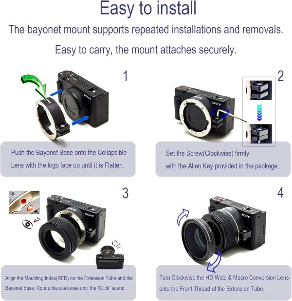FotoZ 49mm 0.75x Wide Angle Lens, for Sony Vlogcam ZV-1 II Accessories, 2 - Image 6