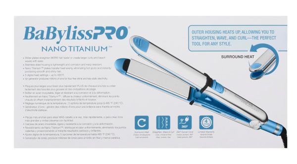 BaBylissPRO Nano Titanium Prima Ionic Hair Straightener, Curl and - Image 7