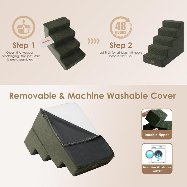EHEYCIGA Dog Stairs for High Bed 22.5”H, 5-Step Dog Steps for Bed, Pet - Image 6